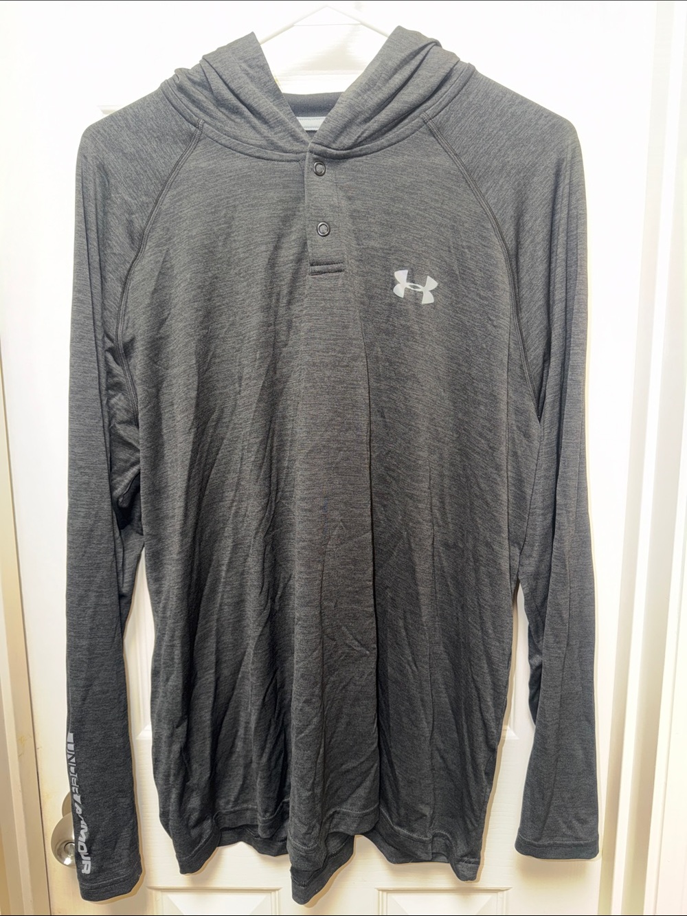 Under Armour Men’s Charcoal Gray Hooded Henley Pullover
